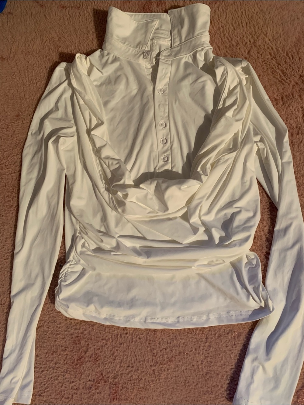 Women’s Long-Sleeve White Draped Neck Top